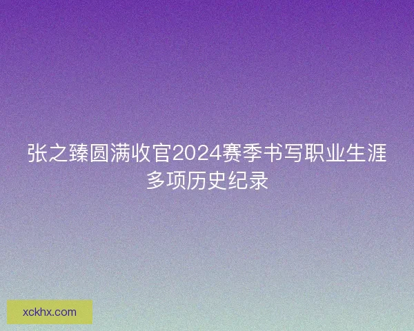 张之臻圆满收官2024赛季书写职业生涯多项历史纪录